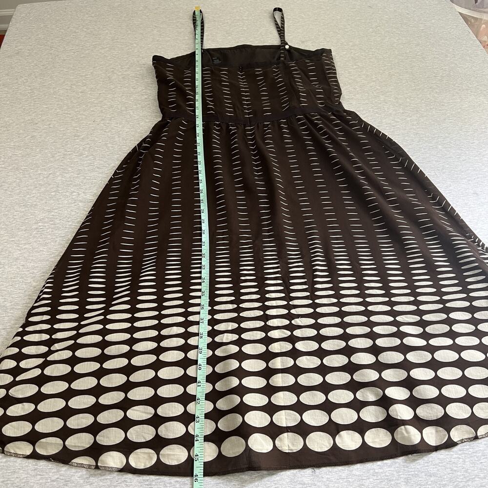Vintage Kenneth Cole Dress Womens M Brown Dot Silk Blend Straps Strapless Flare - Picture 16 of 16